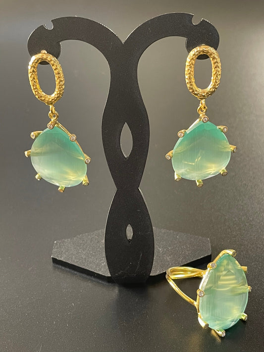 Teal Green Earrings & Ring Set