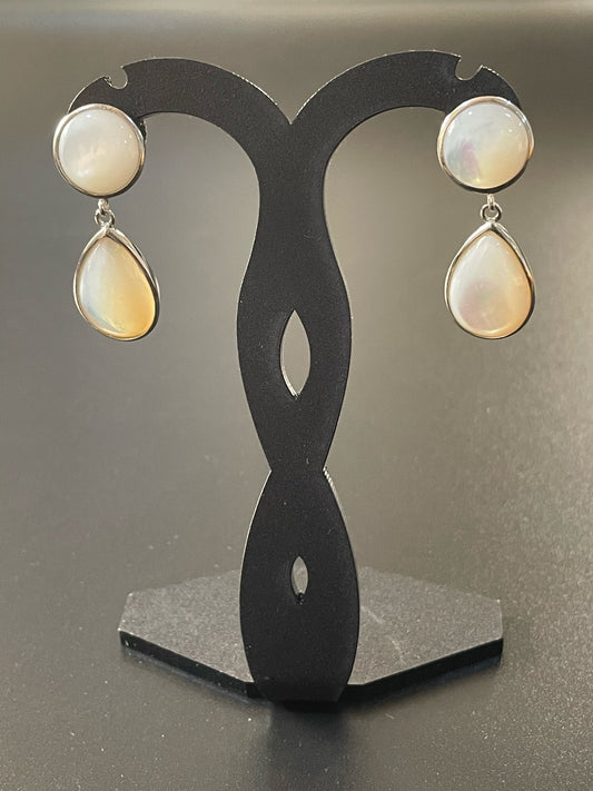 White & Silver drop earrings