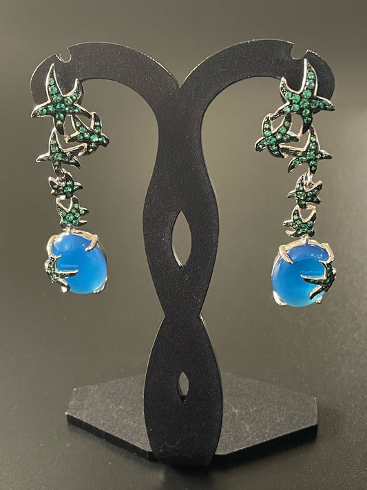 Blue & Green Star Drop Earrings