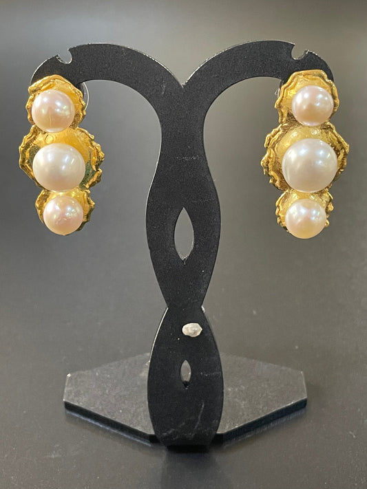 Three Pearl Earrings