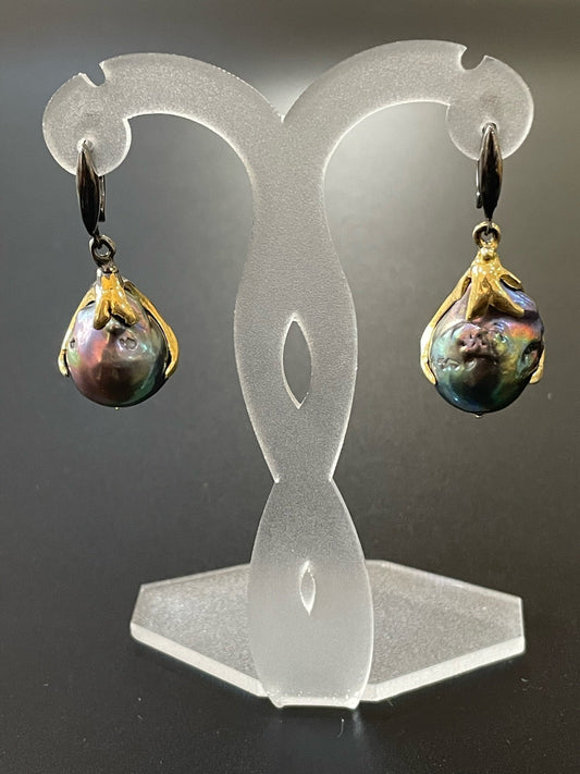 Peacock Baroque Pearl Earrings