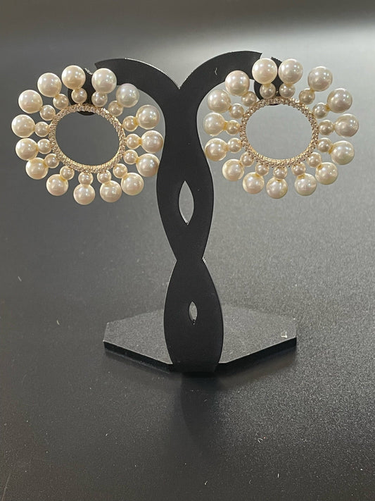 Bridal Pearl Circle Earrings