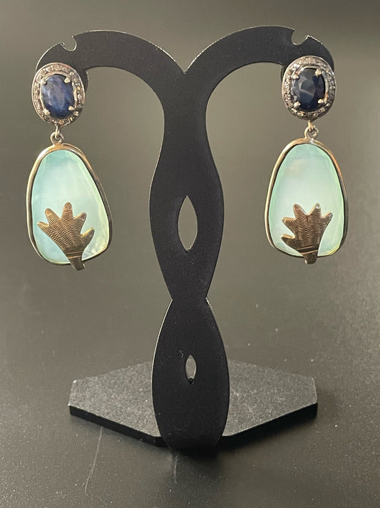 Sapphire & Aqua Diamond Earrings