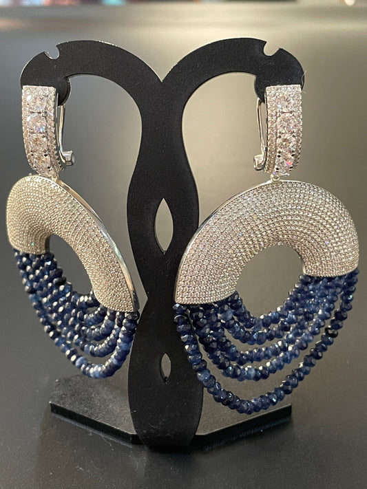 Sapphire Blue & Silver Celebrity Earrings