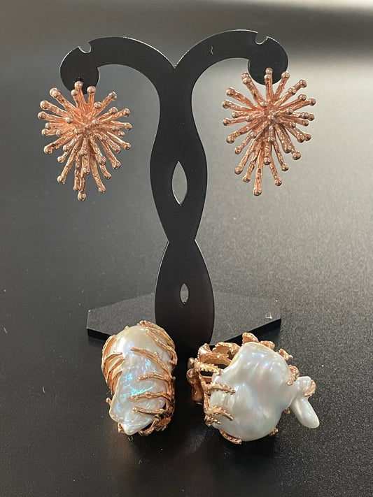 Baroque Pearl Earrings, Ring & Pendant Set