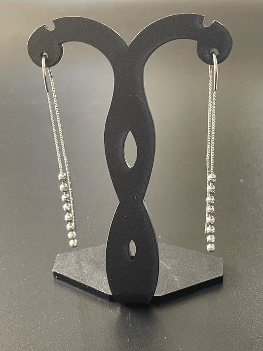 Silver Beaded Chain Earrings