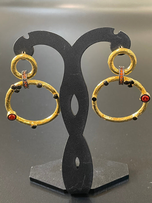 Orange & Gold Double Loop Earrings