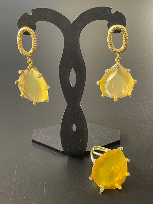 Yellow Earrings & Ring Set