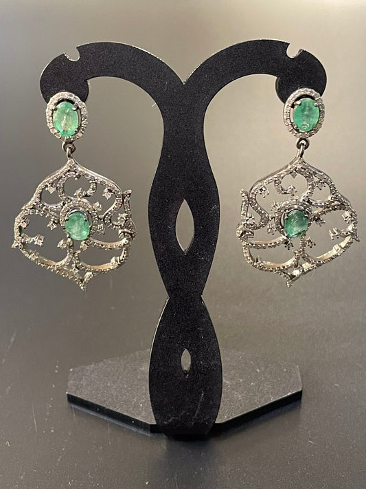 Diamond & Emerald Earrings