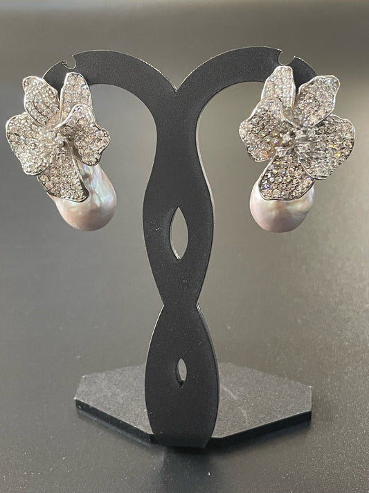 Grey Baroque Pearl Earrings
