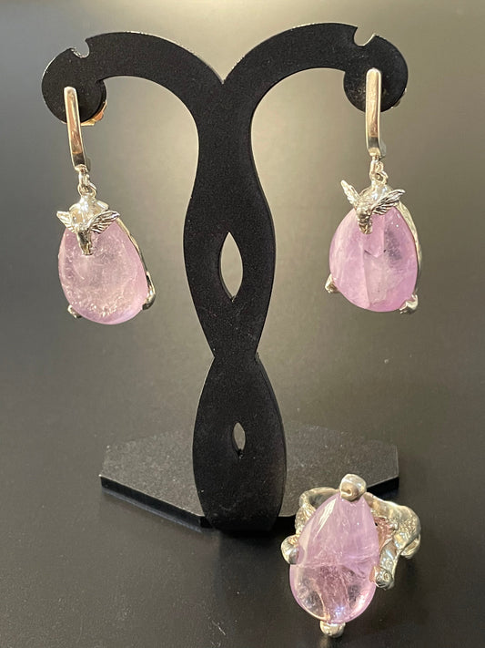 Light Amethyst Earrings & Ring Set