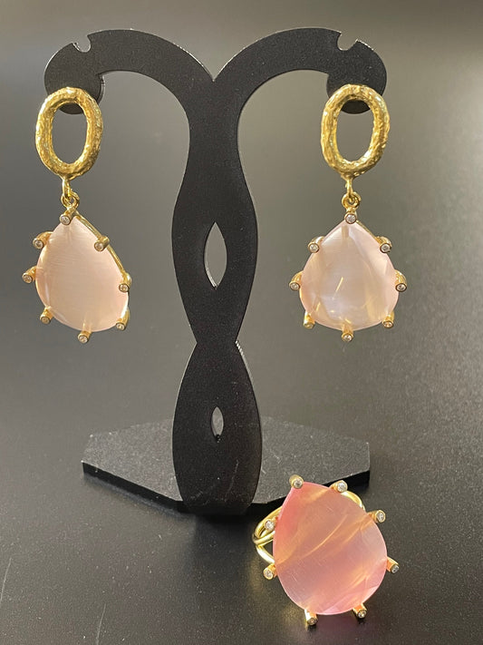 Light Pink Earrings & Ring Set