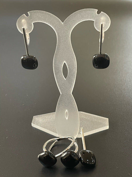 Onyx Earrings, Ring & Pendant Set