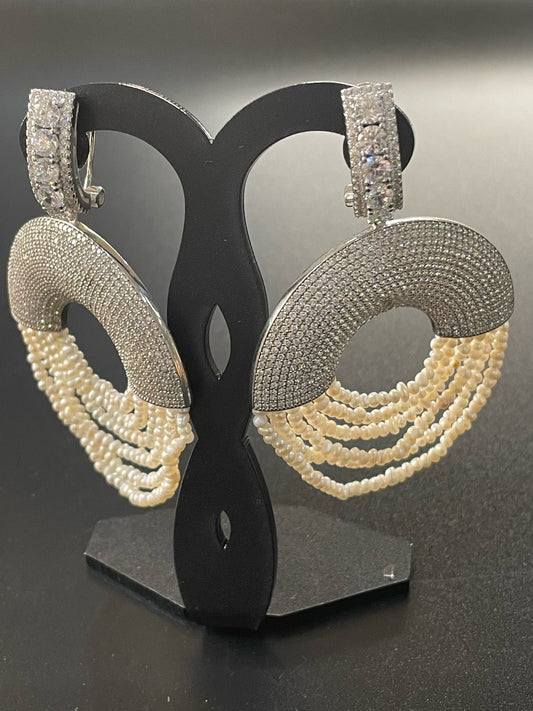 Pearl & Silver Celebrity Earrings