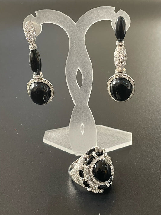 Onyx Earrings & Ring Set