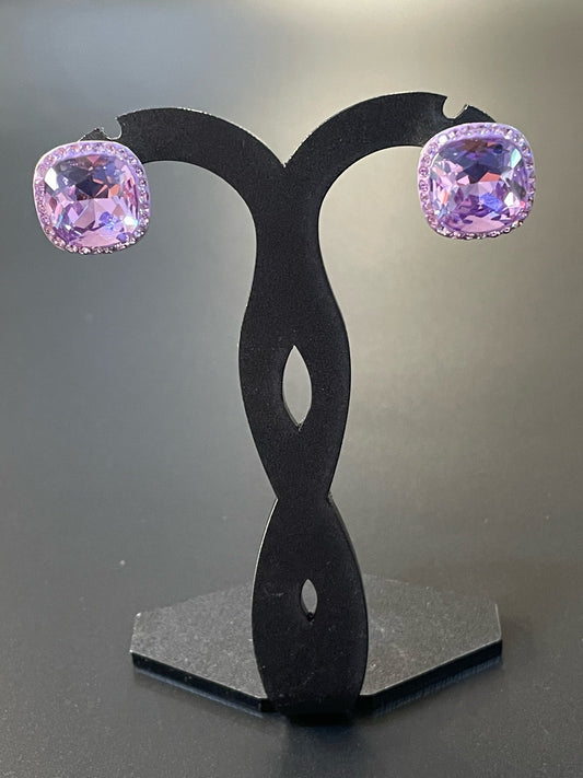 Purple Square Stud Earrings
