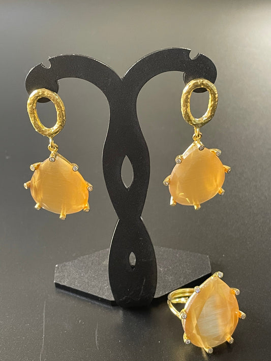 Gold Earrings & Ring Set