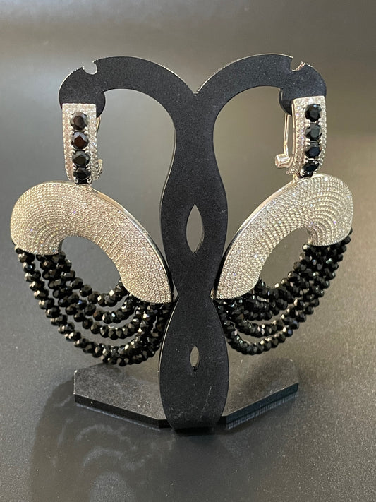 Black Celebrity Tassel Earrings in Sterling Silver