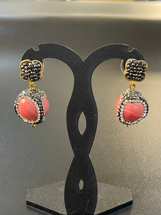 Bejeweled Coral Earrings